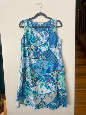 Orientique Boho Kintsugi Floral Patchwork Dress - 100% Organic Cotton